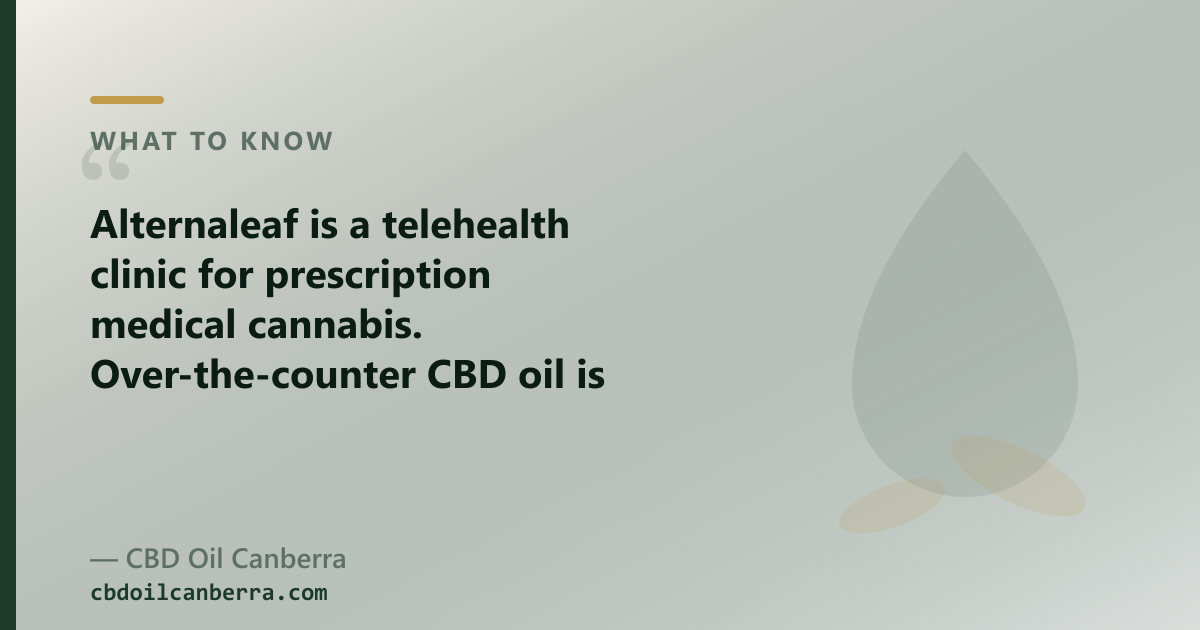 Alternaleaf is a clinic for prescription medical cannabis; OTC CBD oil is a different product