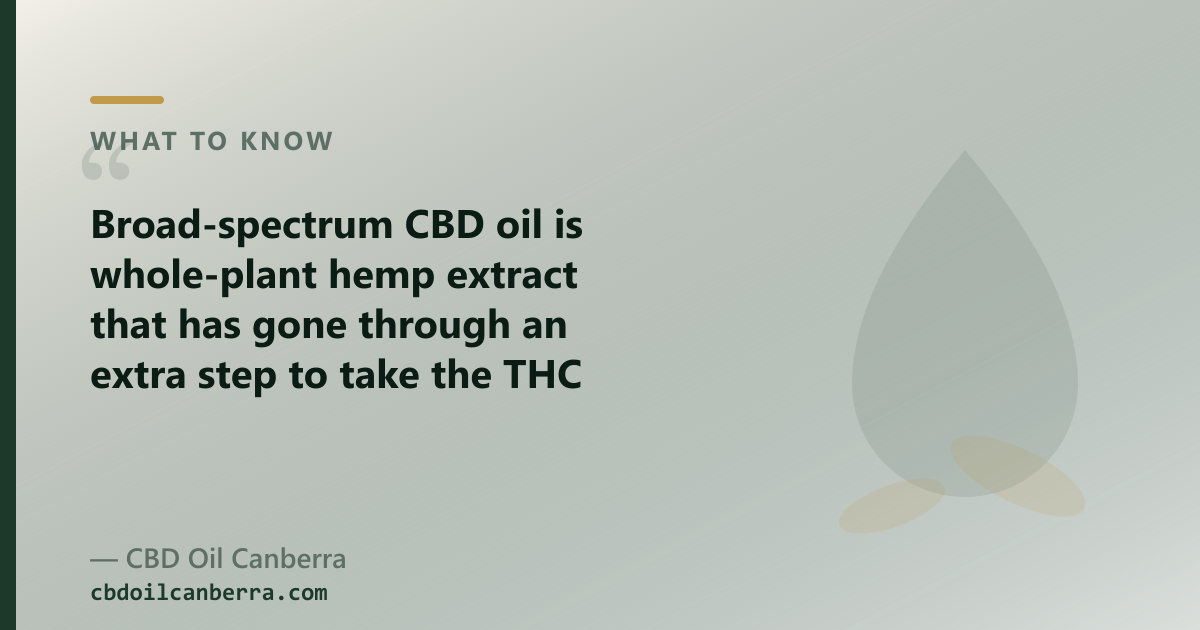 Broad-spectrum CBD oil is whole-plant hemp extract with the THC taken out, leaving the other cannabinoids and terpenes in place