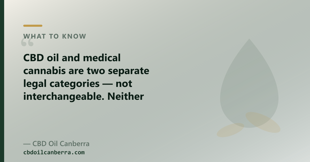 CBD oil and medical cannabis are two separate legal categories — not interchangeable.